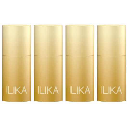 ILIKA 100% Natural Lip Balm - Organic, Plastic-free, Vegan, Cruelty-Free, Vitamin E, COSMOS Organic & PETA Certified Vegan, 4-Pack Unscented, All-Day Moisture, 0.15 oz each