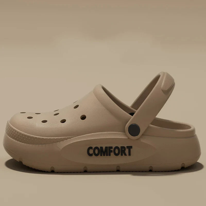 Women's Men's Slippers Summer Anti-Slip Couple Hollow Covered Toe Indoor Outdoor Casual Thick Bottom Sandals for Home Adults