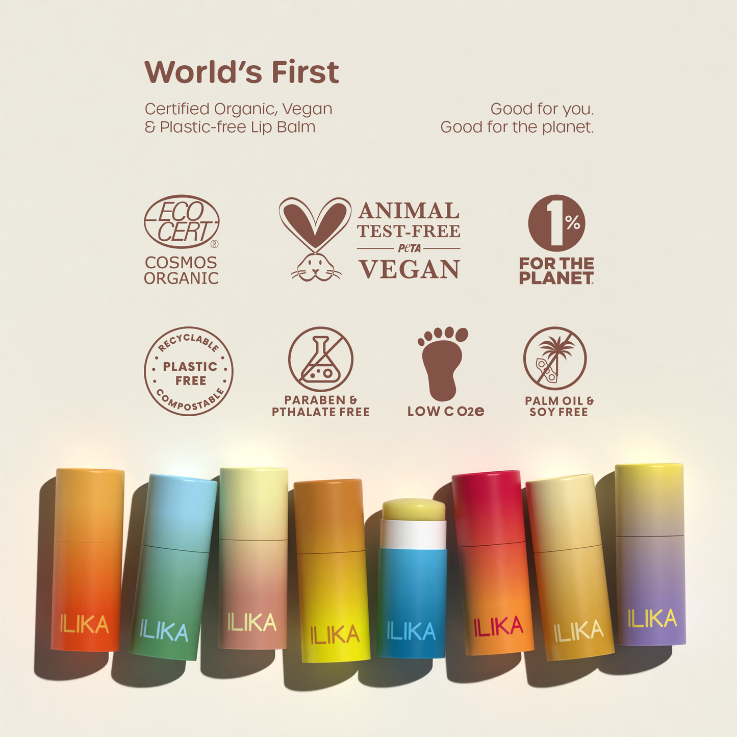 ILIKA 100% Natural Lip Balm - Organic, Plastic-free, Vegan, Cruelty-Free, Vitamin E, COSMOS Organic & PETA Certified Vegan, 4-Pack Unscented, All-Day Moisture, 0.15 oz each