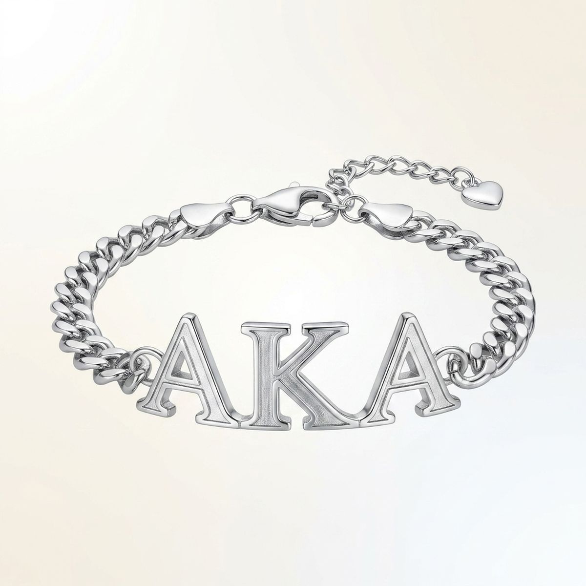 AKA Sorority Silver Chain Greek Letter Bracelet