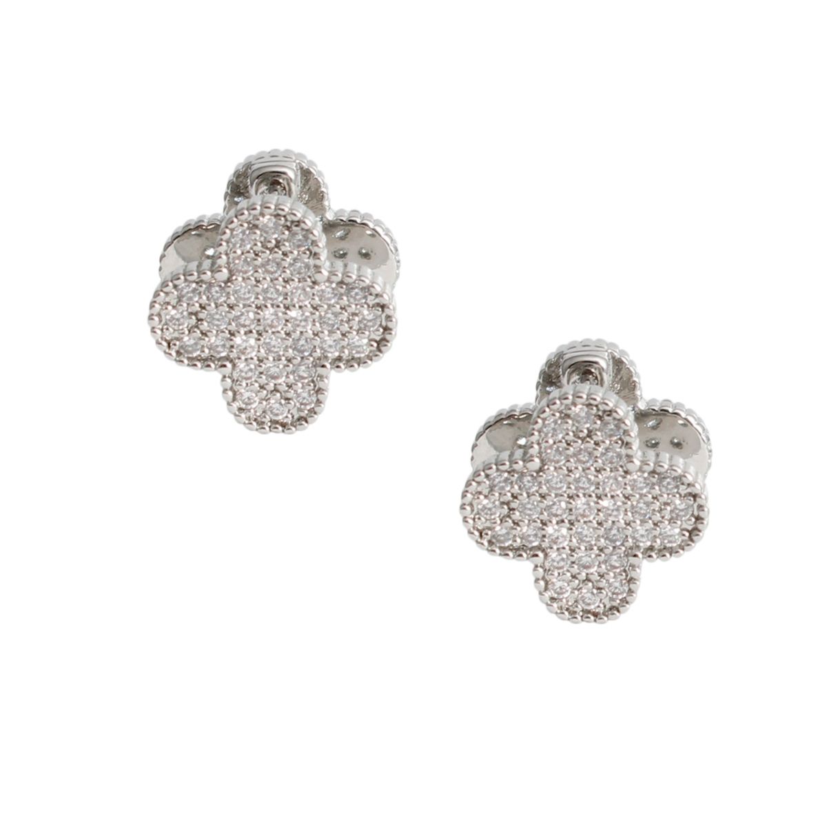 Black Clover Silver Stud Earrings with Omega Back